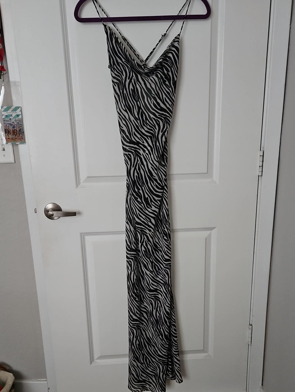 Etiquette Clothiers Black & White Zebra Slip Maxi Dress Small